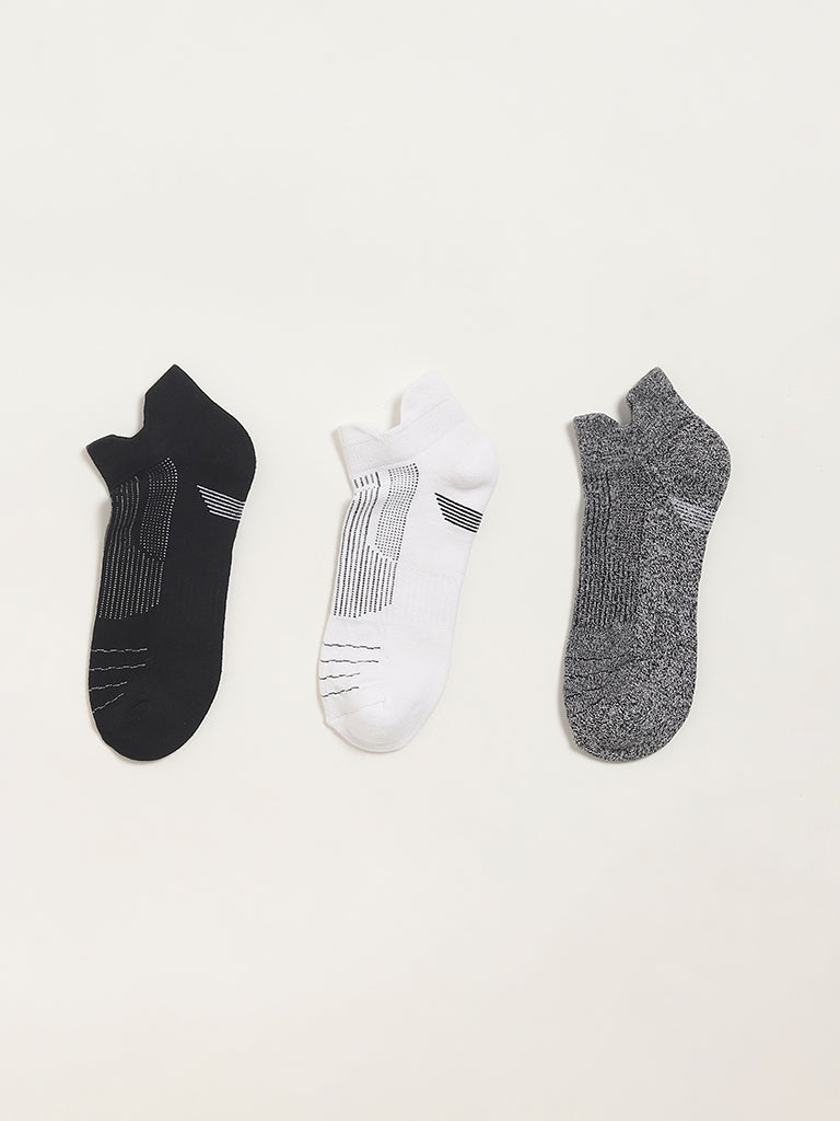 WES Lounge Black Trainer Printed Cotton Blend Socks - Pack of 3