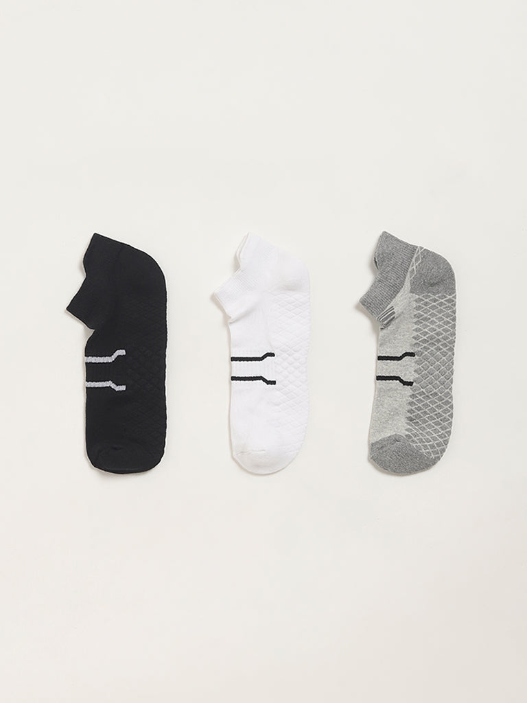 WES Lounge Grey Trainer Printed Cotton Blend Socks - Pack of 3