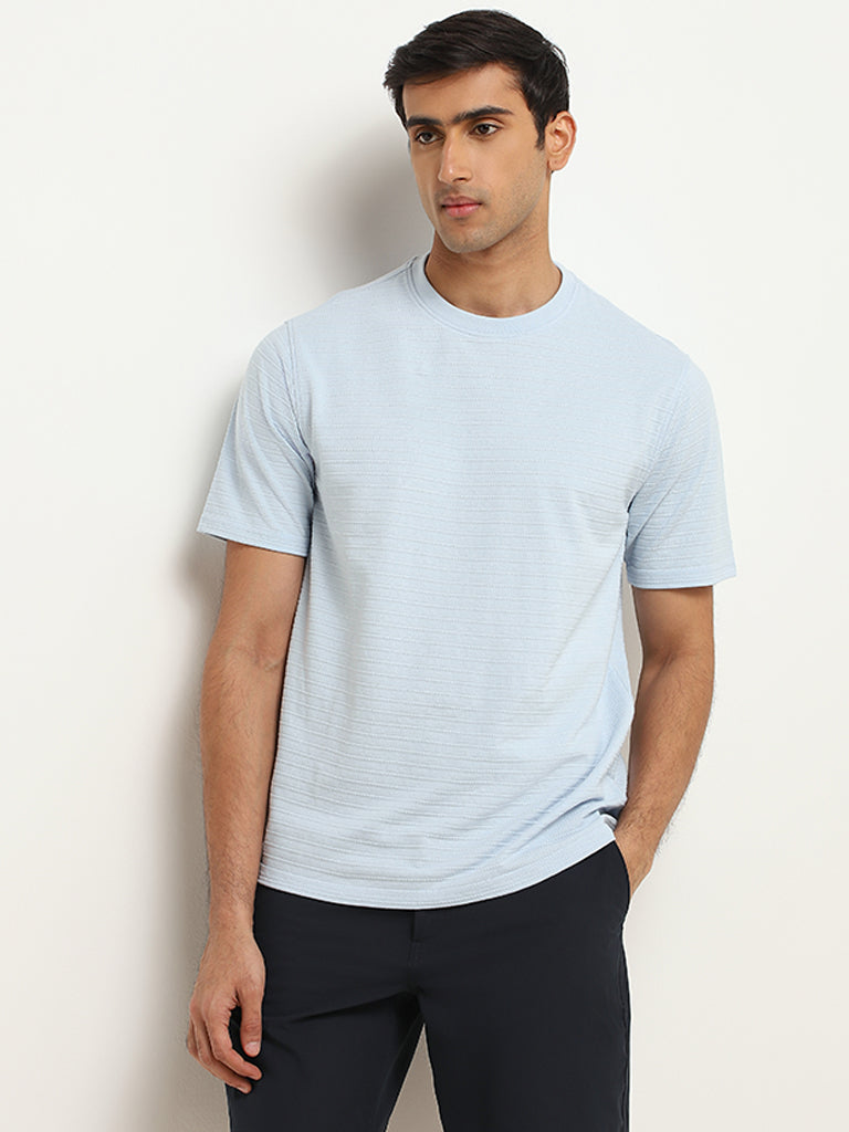 WES Lounge Blue Relaxed Fit Knit T-Shirt