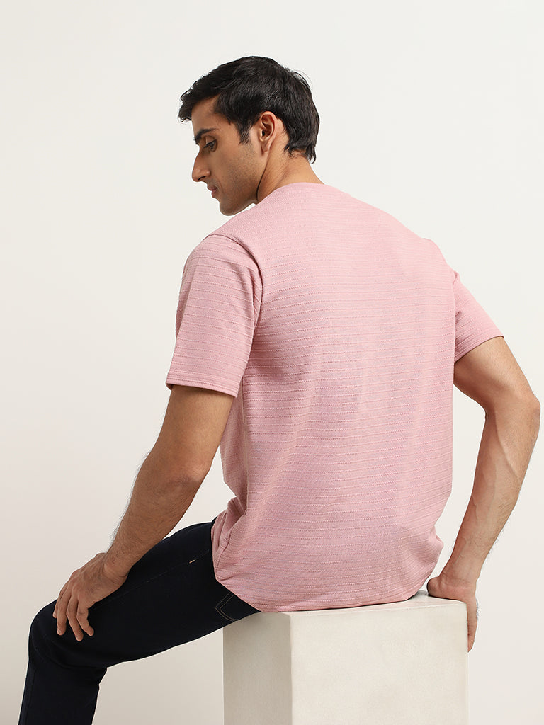 WES Lounge Dusty Pink Relaxed Fit Knit T-Shirt