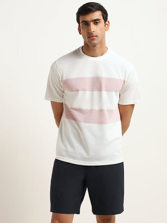 WES Lounge White Relaxed Fit Knit T-Shirt