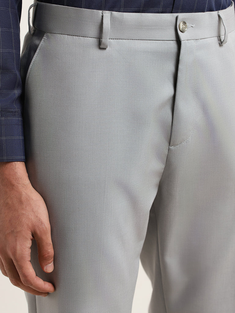 WES Formals Light Grey Relaxed Fit Trousers