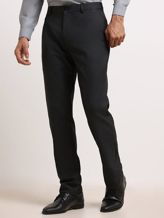 WES Formals Black Relaxed Fit Trousers