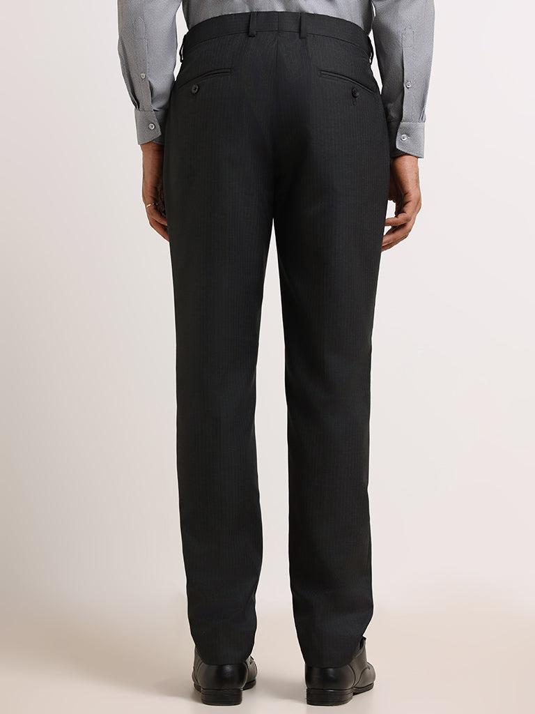 WES Formals Black Relaxed Fit Trousers