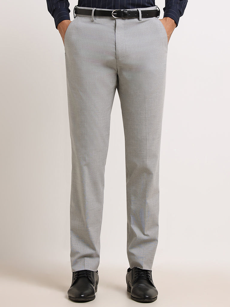 WES Formals Grey Slim Fit Trousers