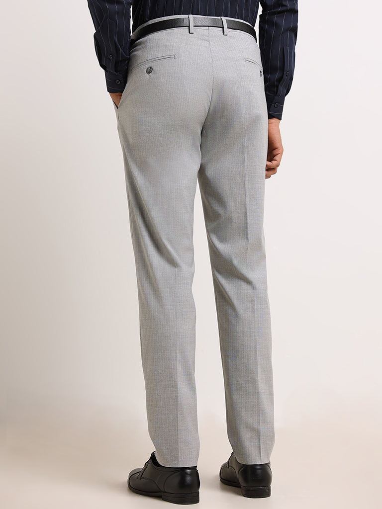 WES Formals Grey Slim Fit Trousers