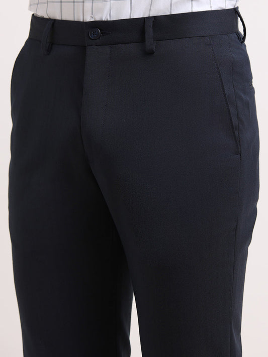 WES Formals Navy Slim Fit Trousers