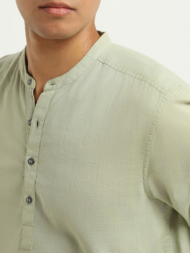 ETA Green Plain Cotton Resort Fit Shirt