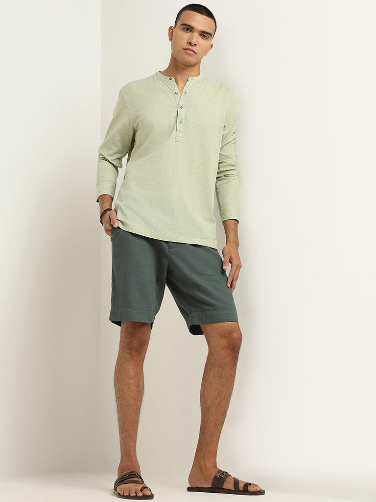 ETA Green Plain Cotton Resort Fit Shirt