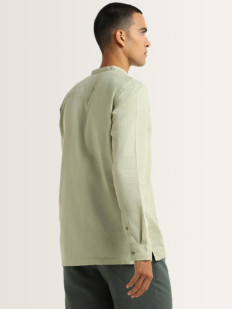 ETA Green Plain Cotton Resort Fit Shirt