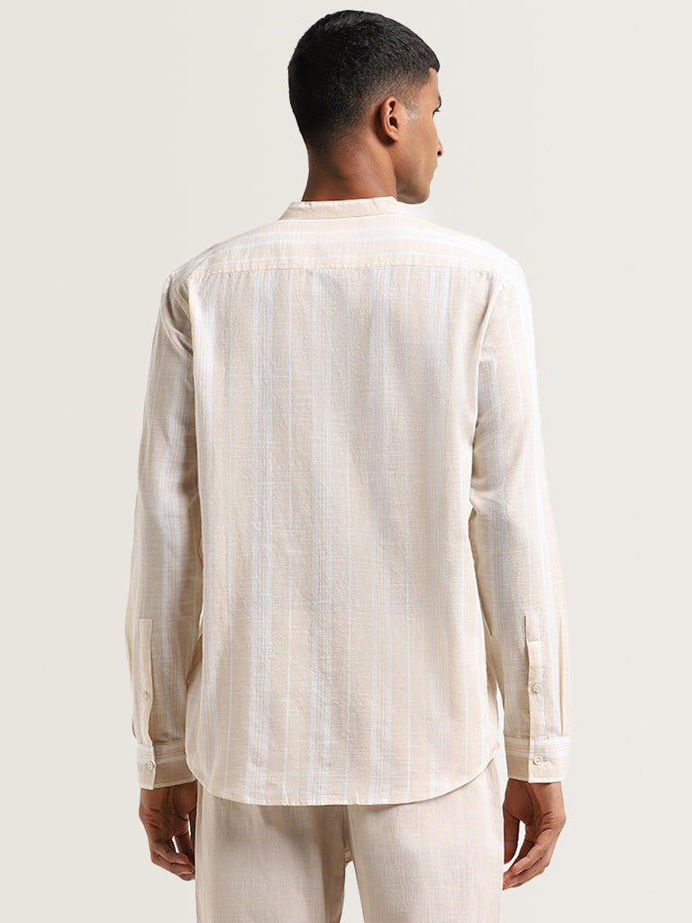 ETA Beige Striped Cotton Resort Fit Shirt