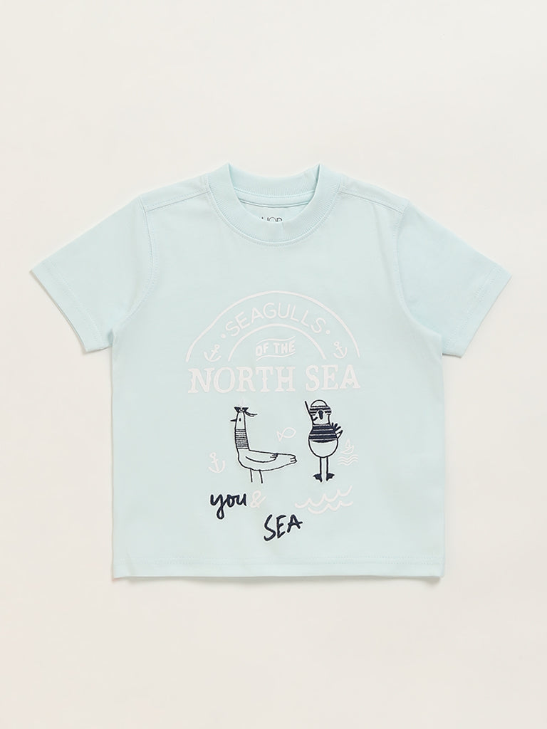 HOP Kids Blue Embroidered T-Shirt