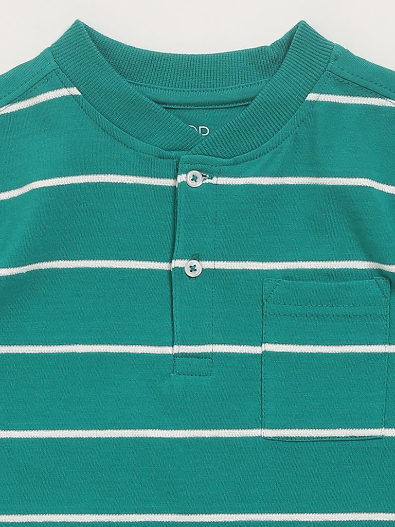 HOP Kids Green Striped T-Shirt