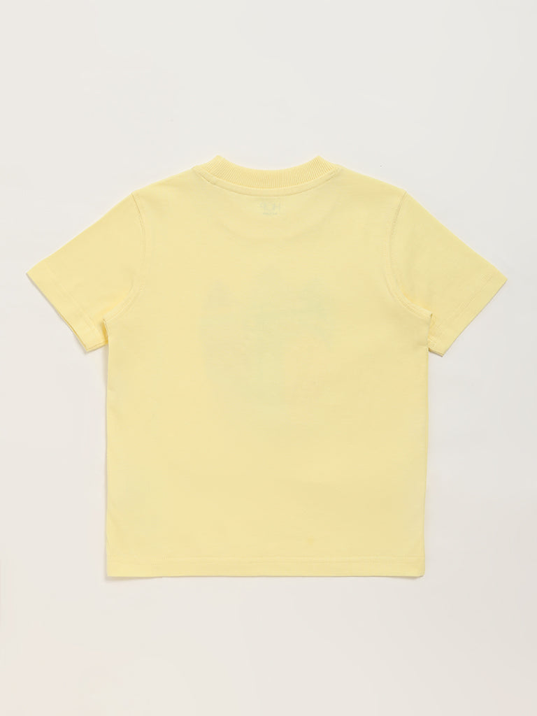 HOP Kids Yellow Printed T-Shirt