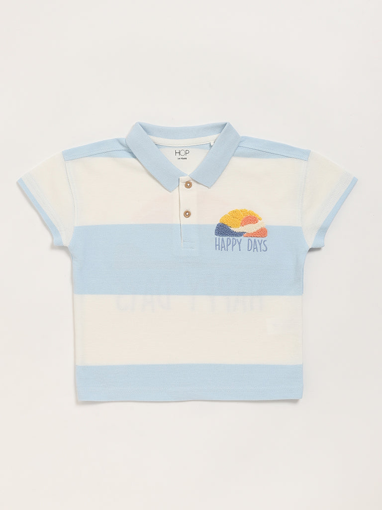 HOP Kids Blue Contrast Collared T-Shirt