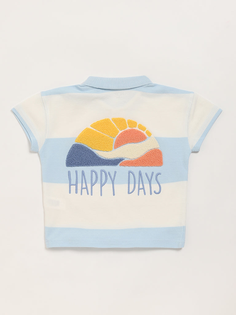 HOP Kids Blue Contrast Collared T-Shirt