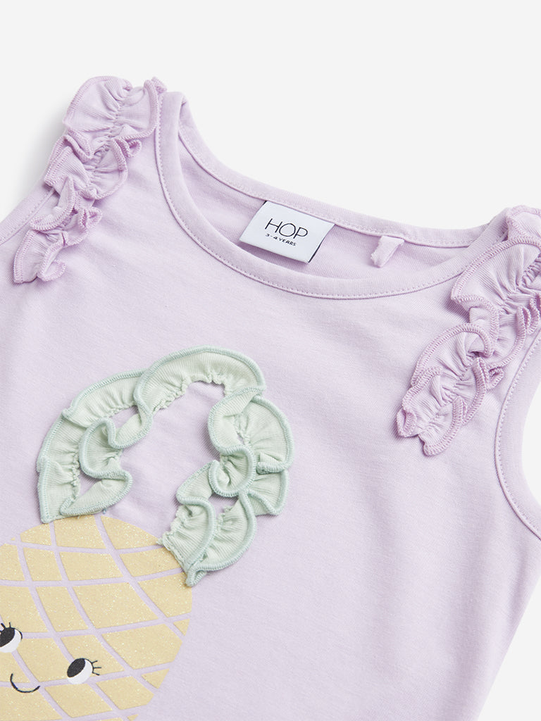 HOP Kids Light Lilac Pineapple Design Top