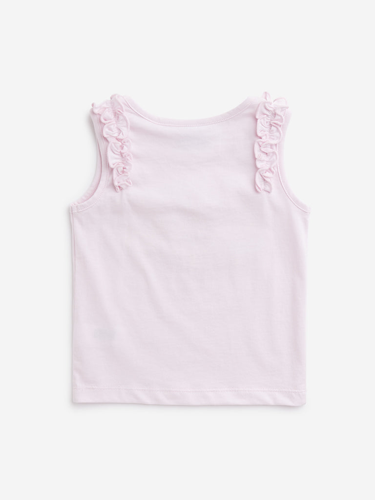 HOP Kids Light Pink Ruffle-Detailed Top