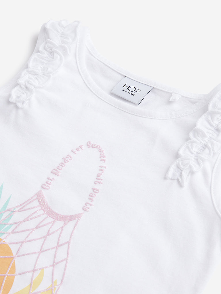 HOP Kids Off-White Ruffle-Detailed Top