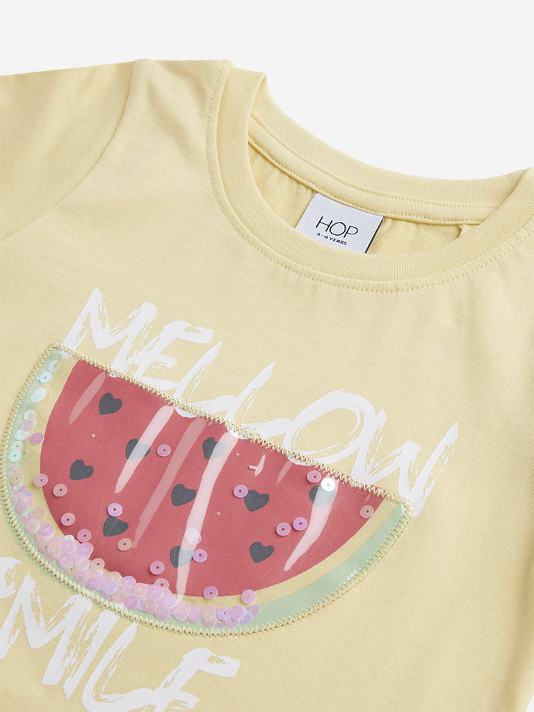 HOP Kids Yellow Watermelon Printed T-Shirt