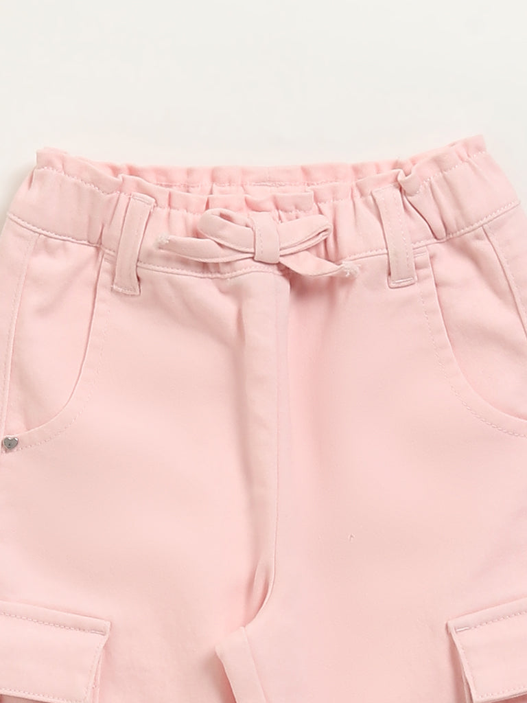 HOP Kids Pink Mid-Rise Cargo Joggers