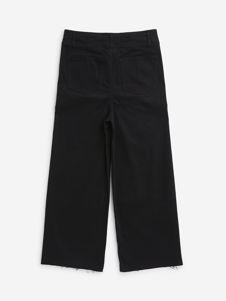 Y&F Kids Black High Rise Straight Fit Jeans