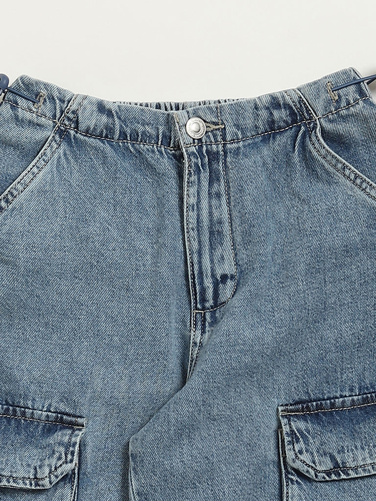 Y&F Kids Blue Mid Rise Relaxed Fit Jeans