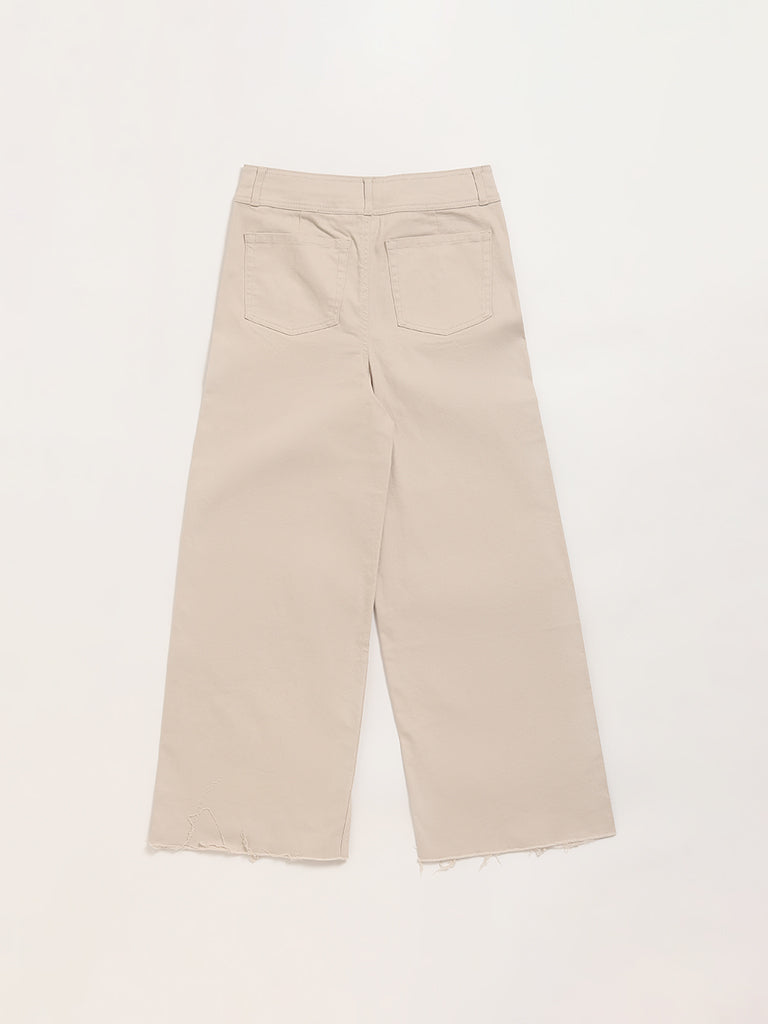 Y&F Kids Beige Mid Rise Straight Fit Jeans