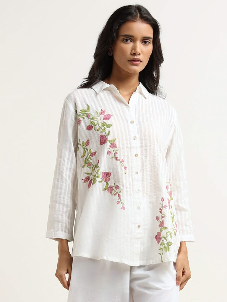 Zuba White Printed Cotton Tunic