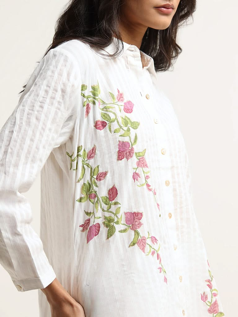 Zuba White Printed Cotton Tunic