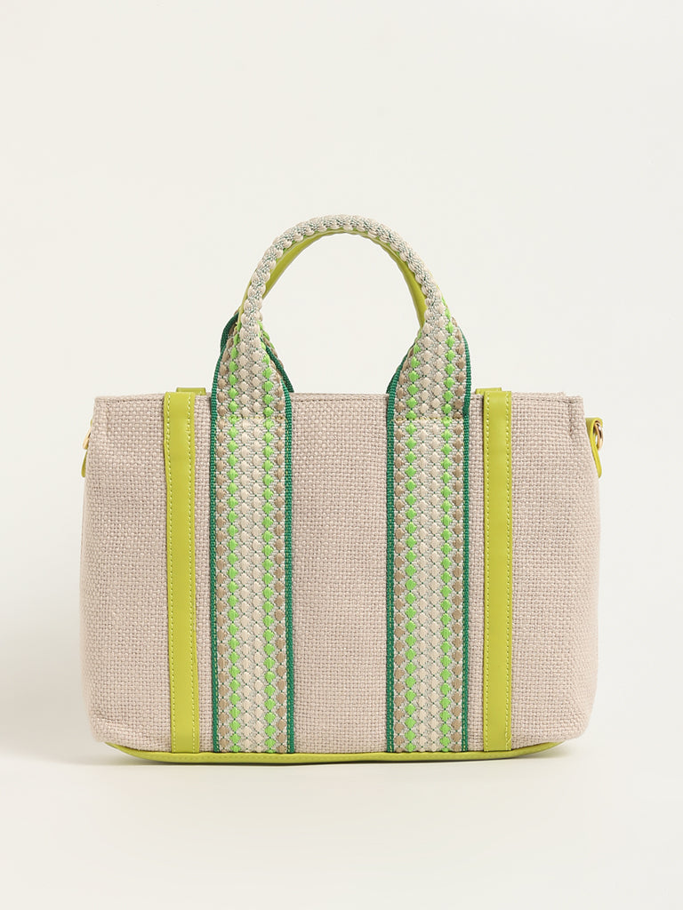 LOV Green Jute Tote Bag