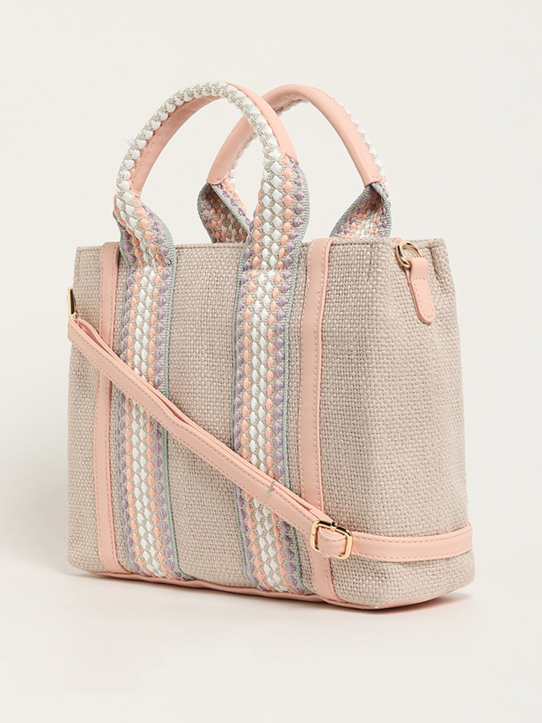 LOV Pink Jute Tote Bag