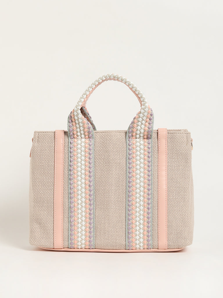 LOV Pink Jute Tote Bag