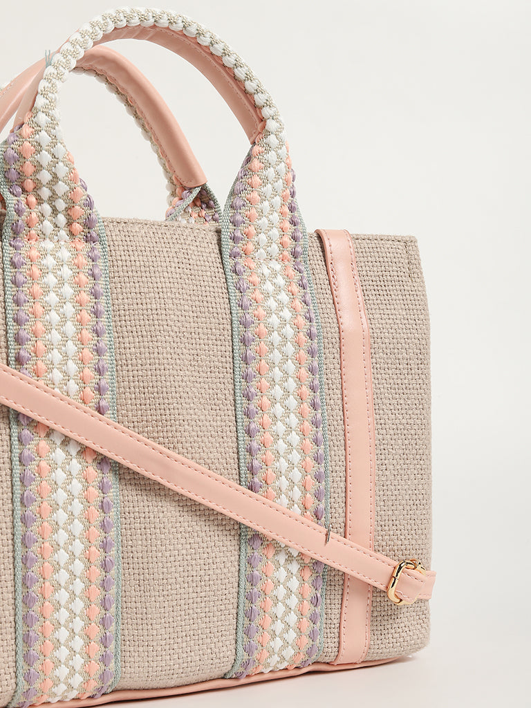 LOV Pink Jute Tote Bag