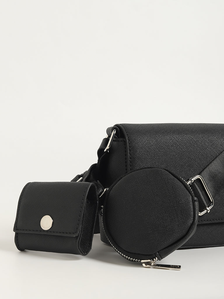 Nuon Black Sling Bag with Coin Pouch