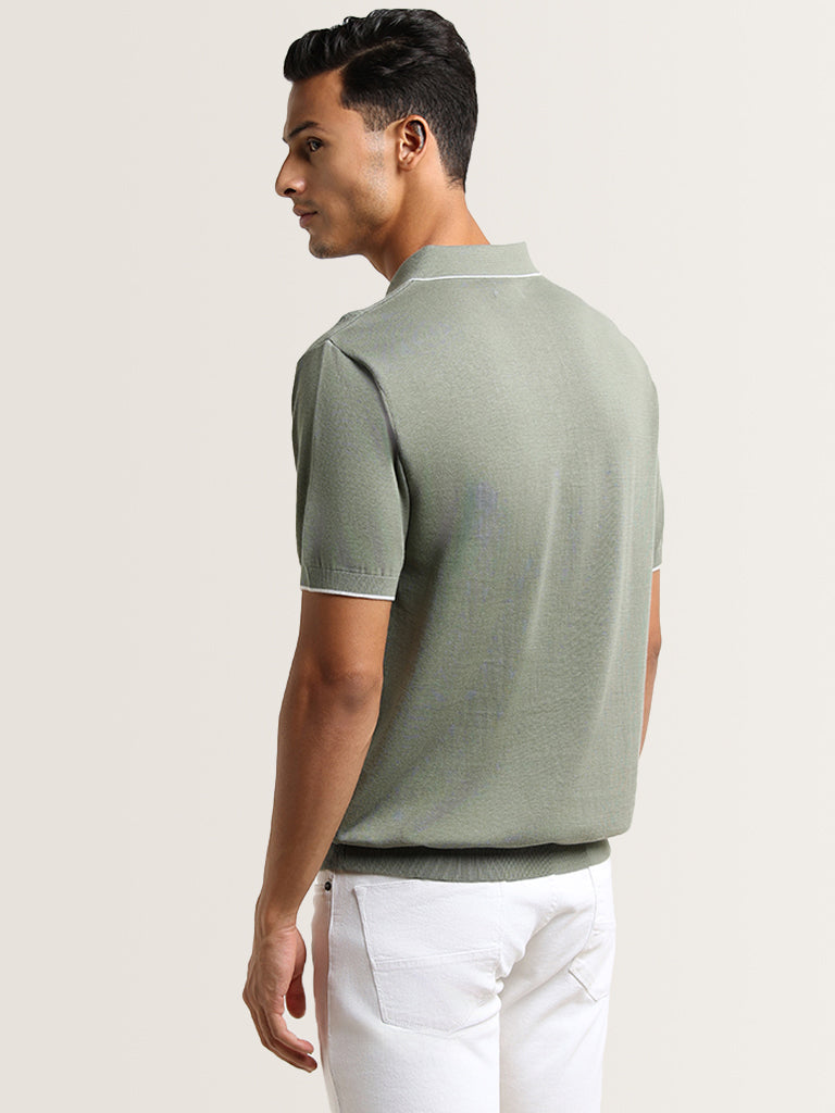 Ascot Sage Cotton Relaxed Fit Polo T-Shirt