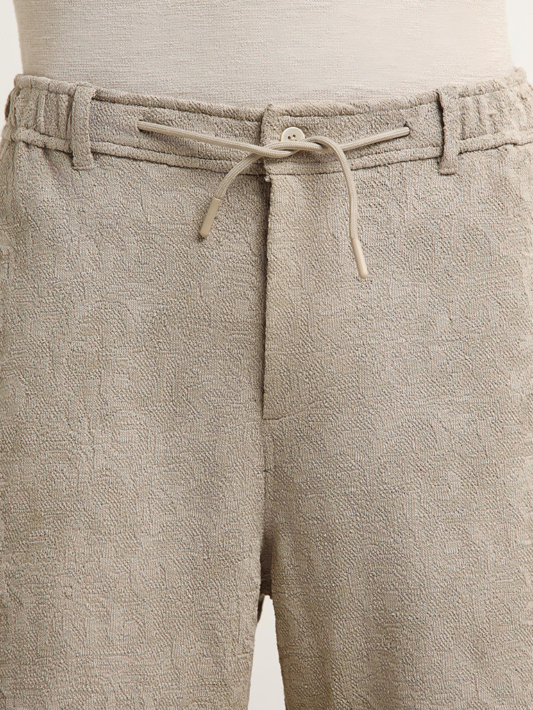 ETA Dark Taupe Cotton Blend Relaxed-Fit Shorts