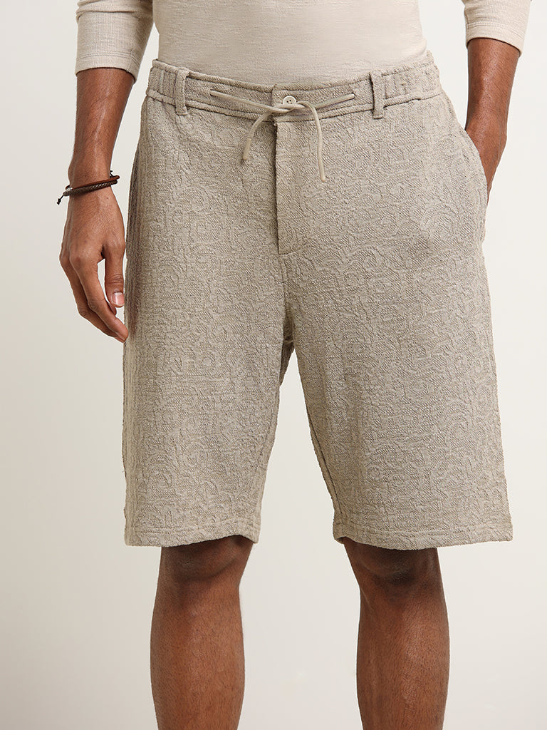 ETA Dark Taupe Cotton Blend Relaxed-Fit Shorts