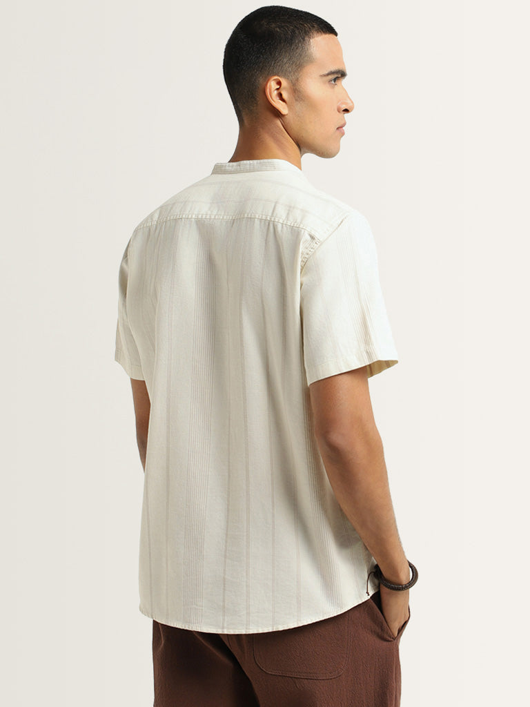 ETA Off-White Striped Cotton Resort Fit Shirt