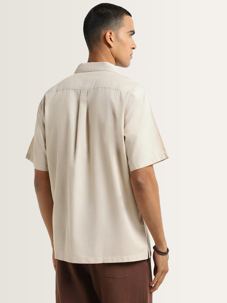 ETA Beige Cotton Relaxed Fit Shirt