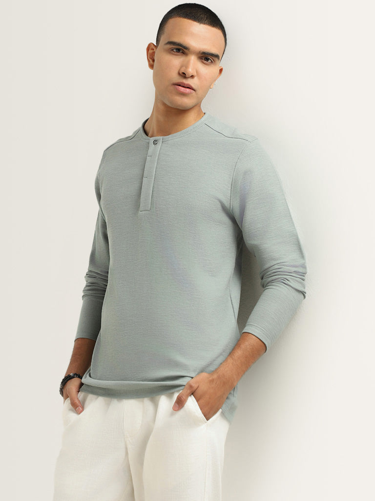 ETA Green Plain Cotton Relaxed Fit T-Shirt