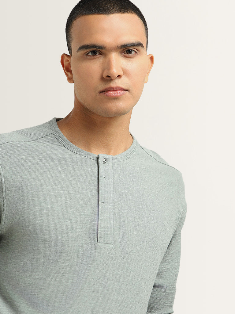 ETA Green Plain Cotton Relaxed Fit T-Shirt