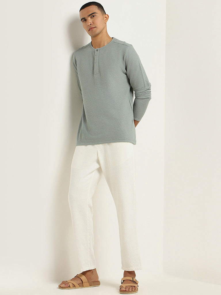 ETA Green Plain Cotton Relaxed Fit T-Shirt