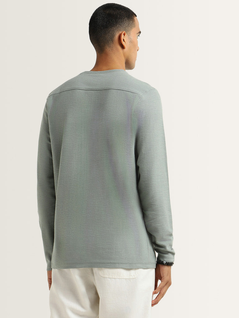 ETA Green Plain Cotton Relaxed Fit T-Shirt