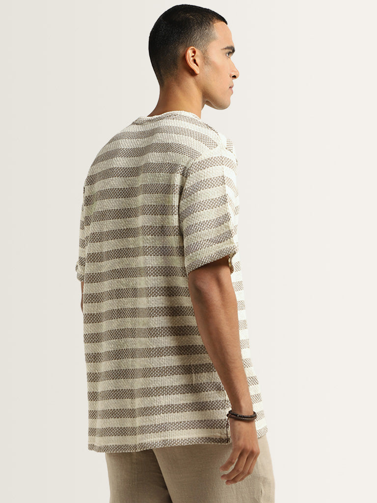 ETA Taupe Knitted Relaxed Fit T-Shirt