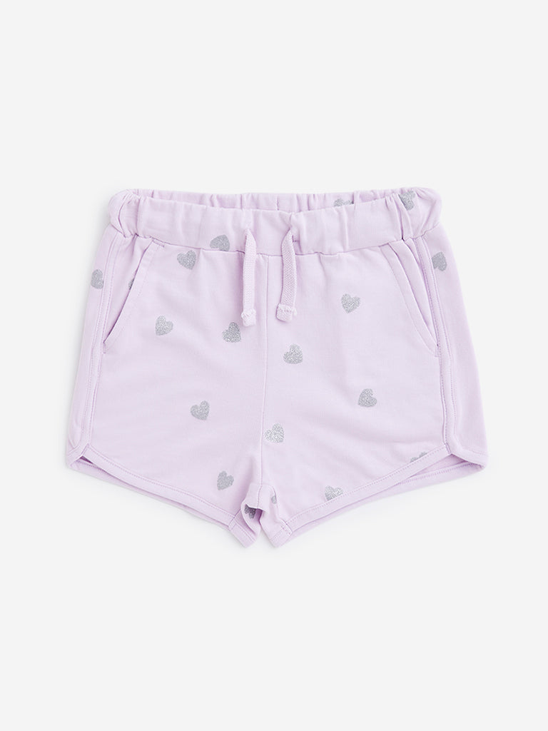 HOP Kids Lilac Heart Design Shorts