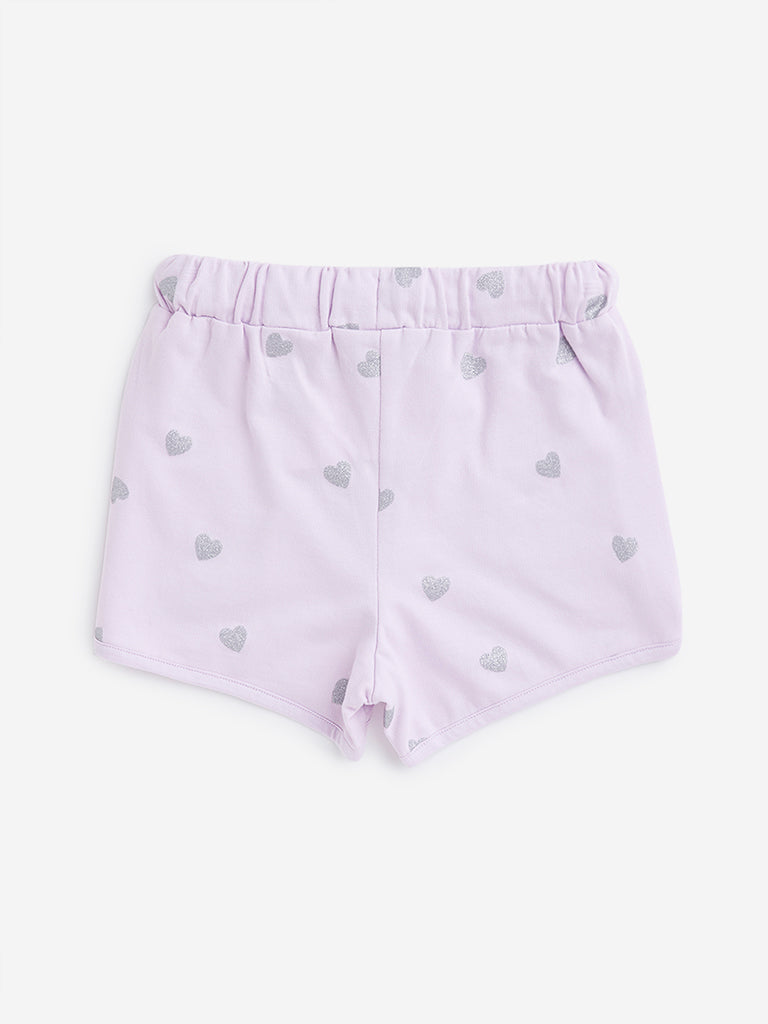 HOP Kids Lilac Heart Design Shorts