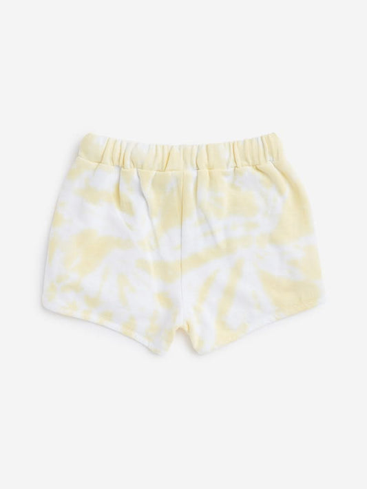 HOP Kids Yellow Tie-Dye Printed Shorts