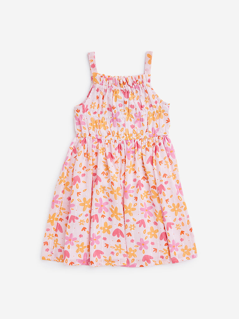 HOP Kids Light Pink Ditsy Floral Smocked Dress