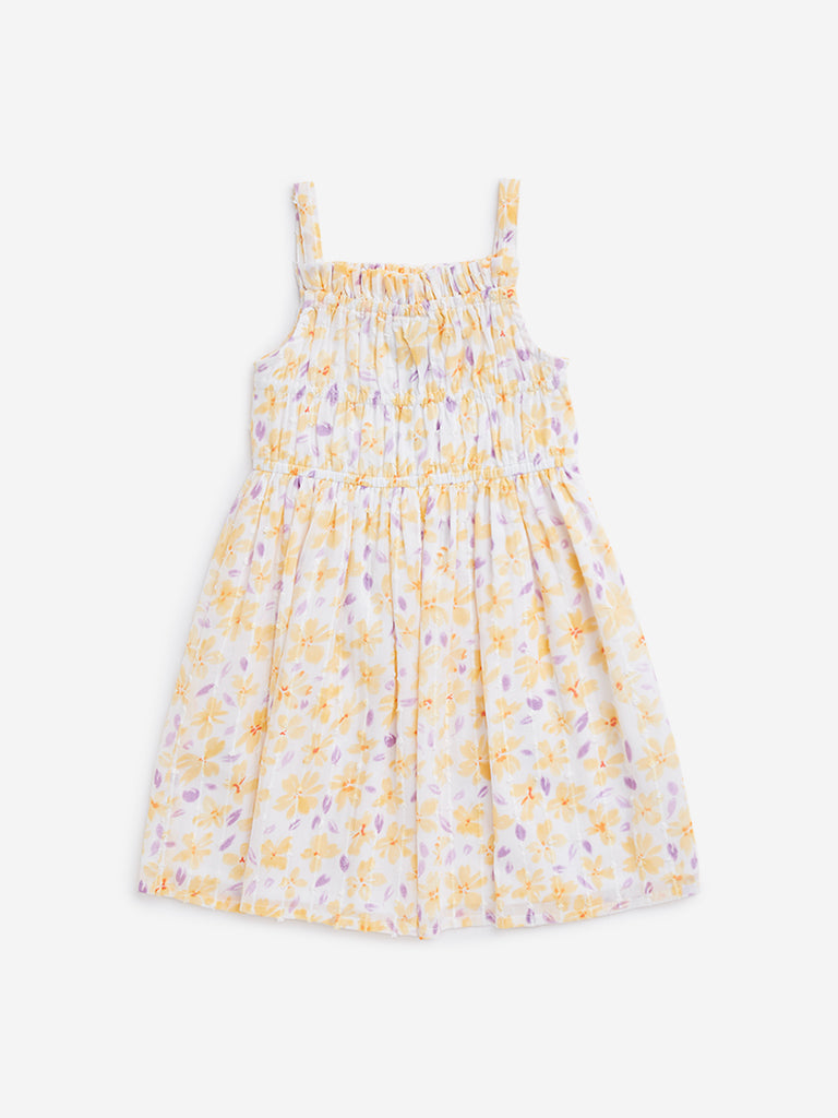 HOP Kids Yellow Ditsy Floral Smocked Dress